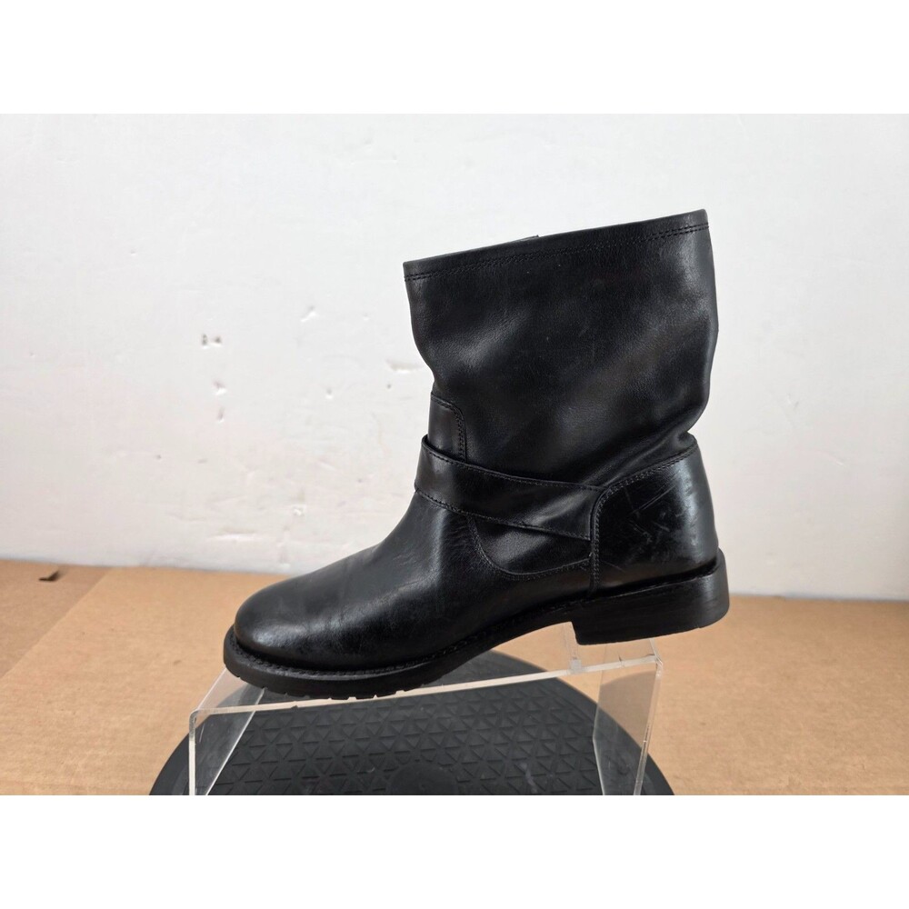 Frye Natalie Engineer Short Ankle Boots Women 's Size 7 B  Black Leather Biker - Picture 4 of 13